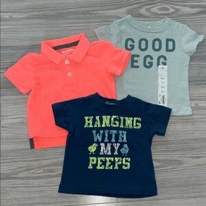 Little Co. Airzone & Carter’s Baby Boys 3PC Shirt Bundle 3M Easter “Good Egg”